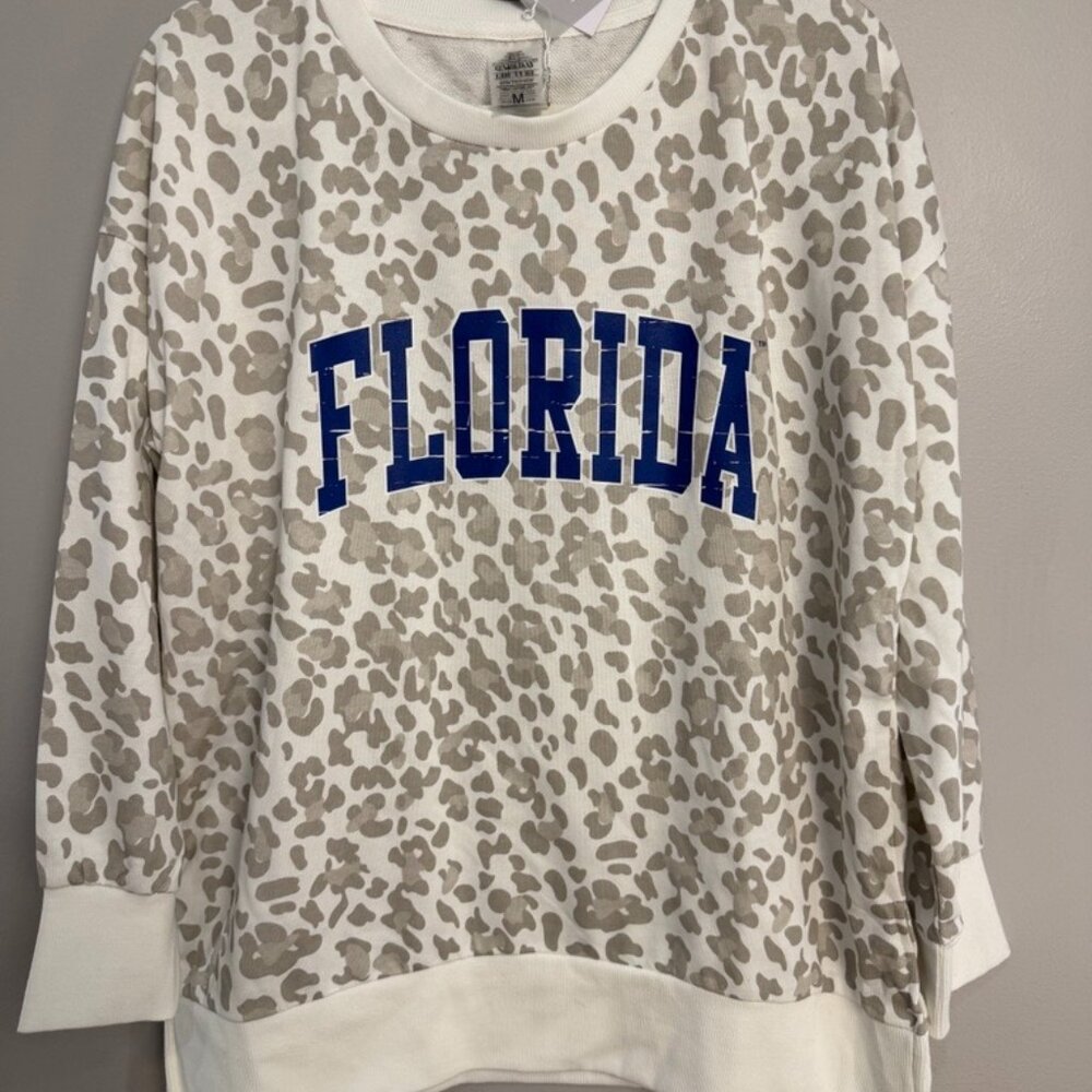 NWT GAMEDAY COUTURE FLORIDA GATORS CHEETAH PRINT CREW NECK SWEATSHIRT | MEDIUM